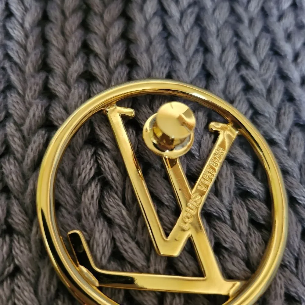 Gold LV Logo Brooch
